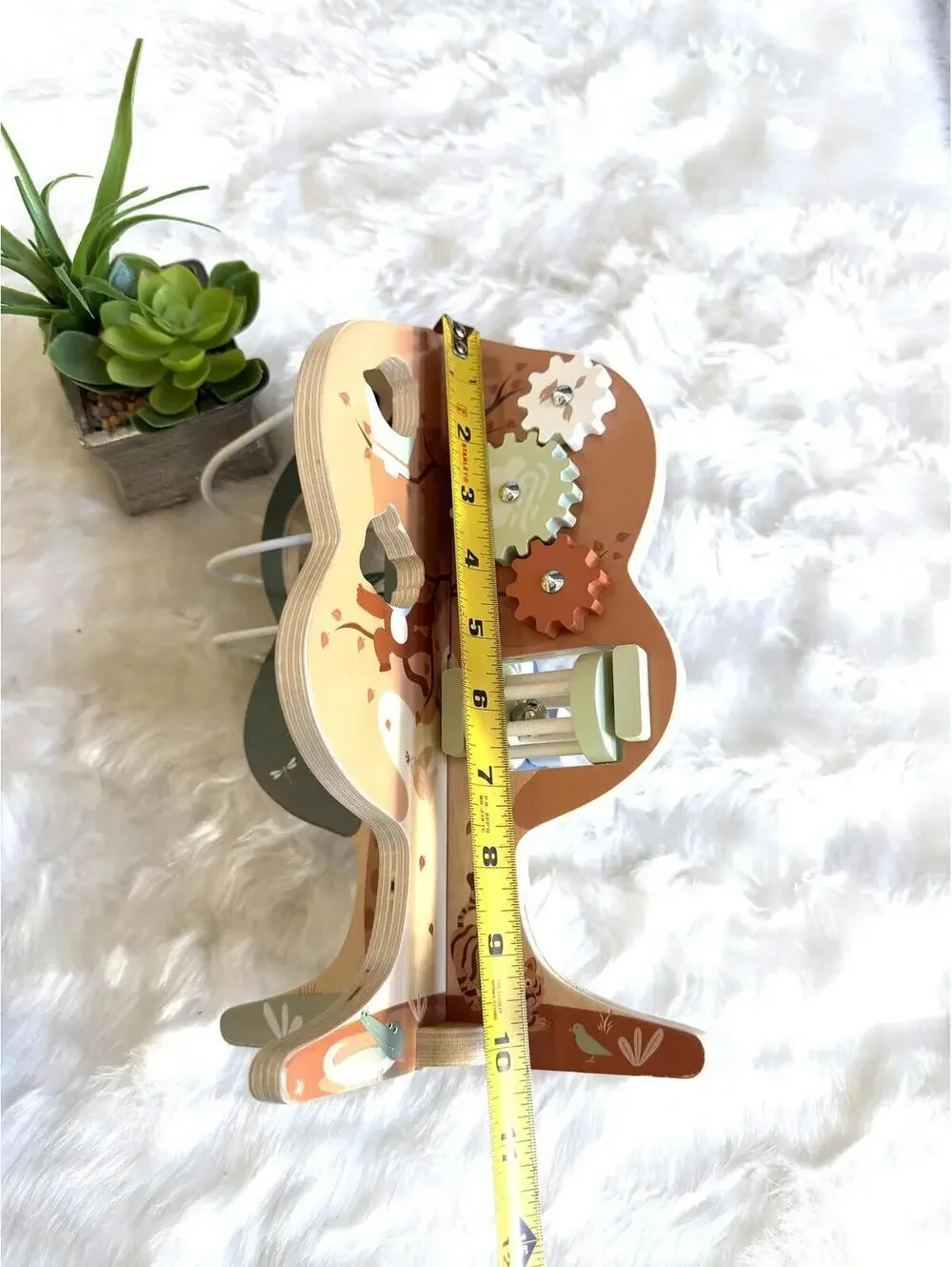 Wooden Tree-Shaped Activity Toy with Bead Maze, Gears and Clock